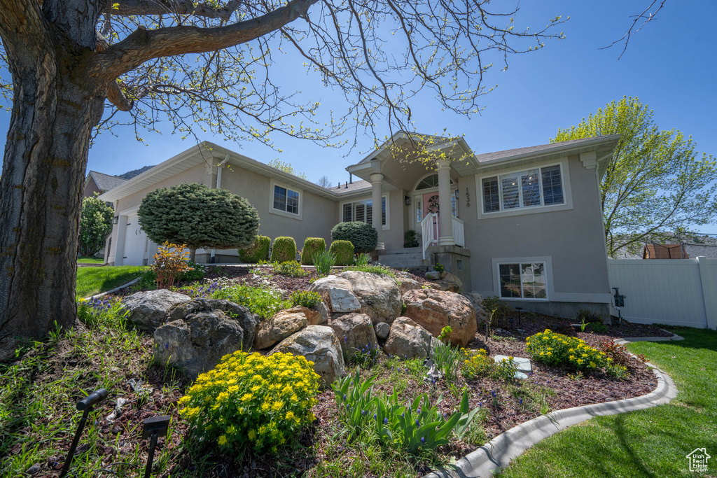 View of front of home with stucco siding