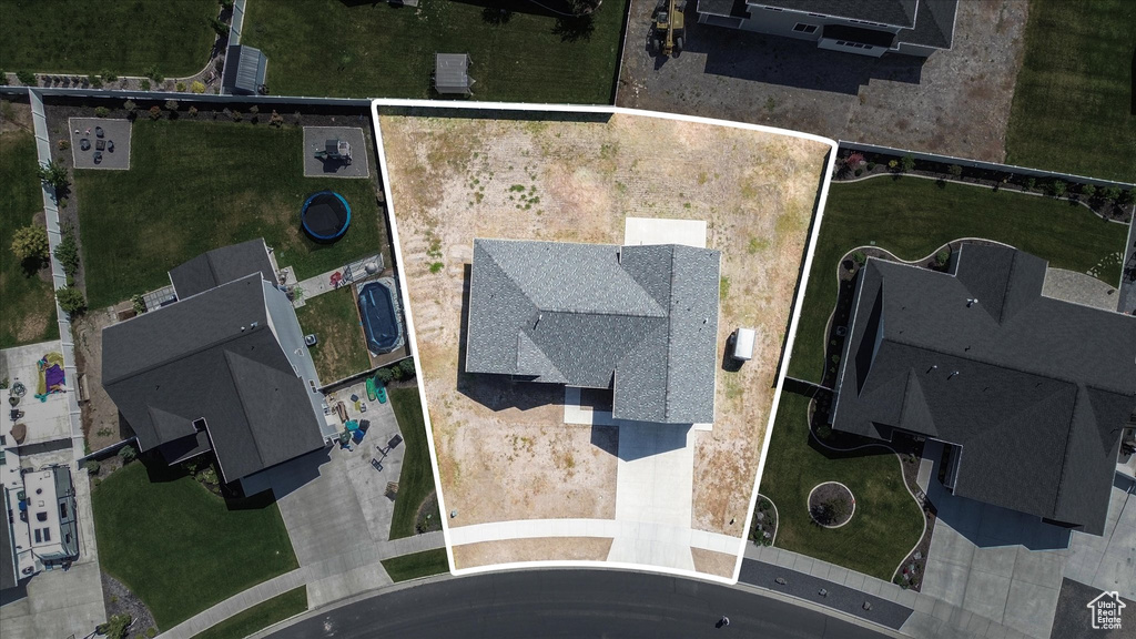Aerial view of property\'s location with property parcel outlined