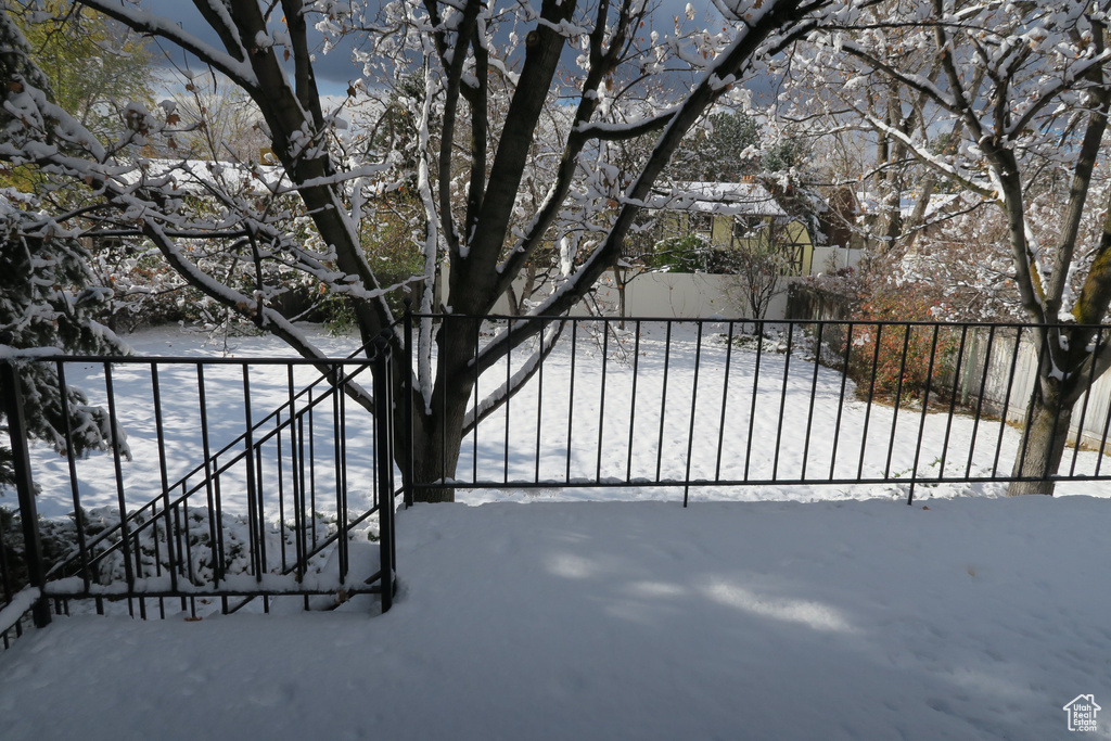 View of snow covered gate