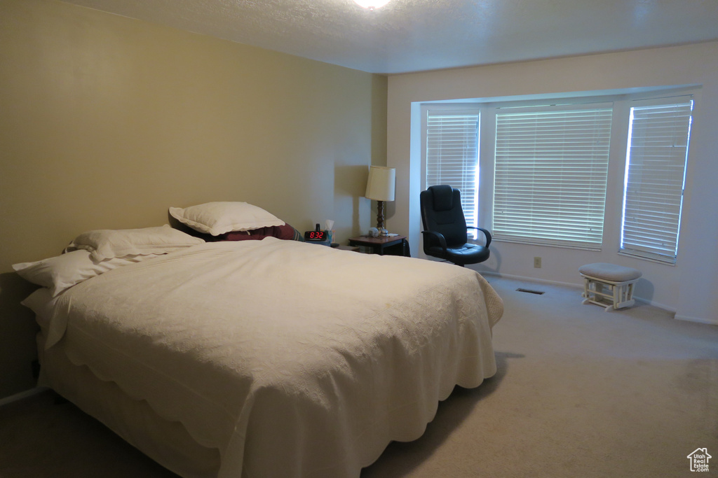 Carpeted bedroom featuring baseboards