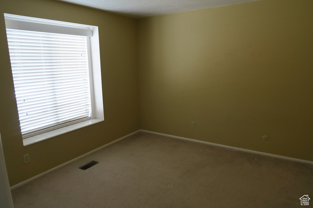 Carpeted empty room featuring baseboards