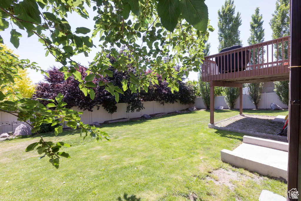 View of yard featuring a deck