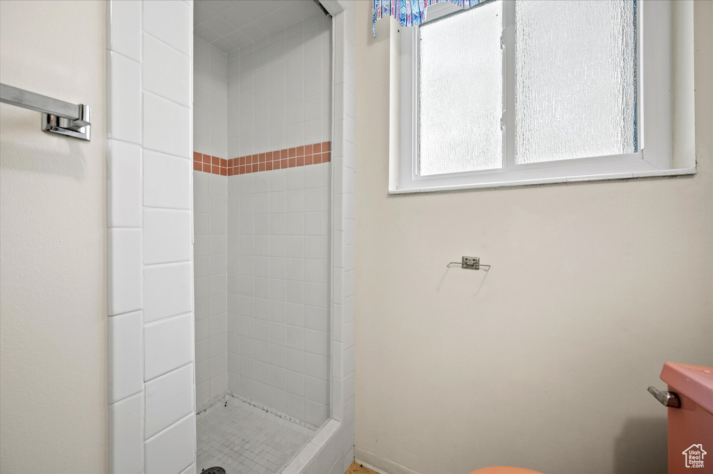 Bathroom with a stall shower