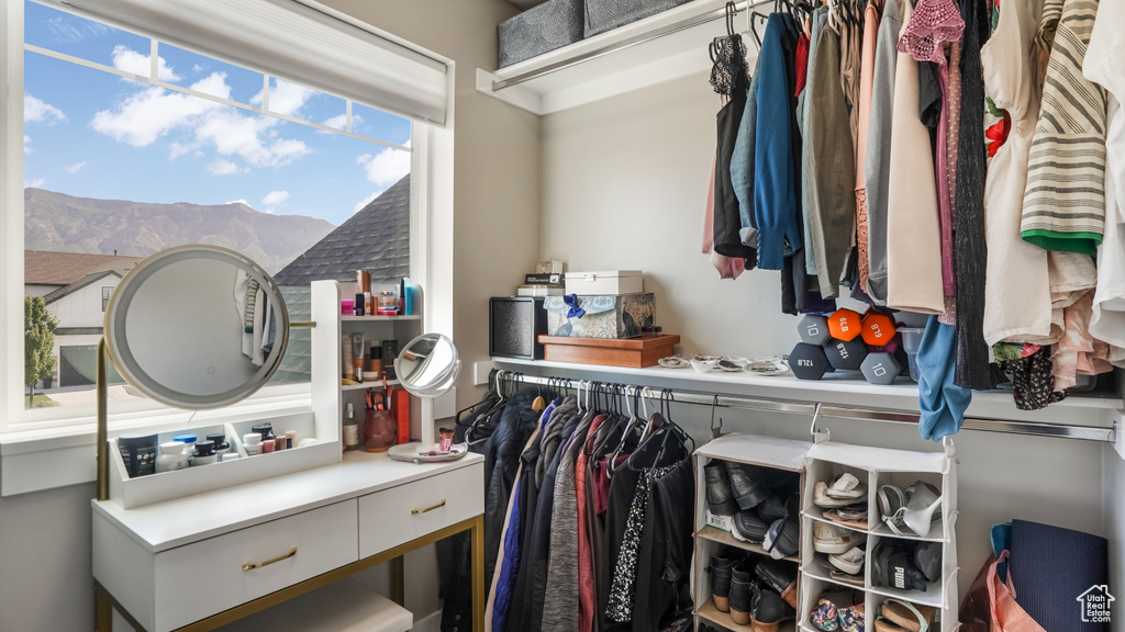 View of walk in closet