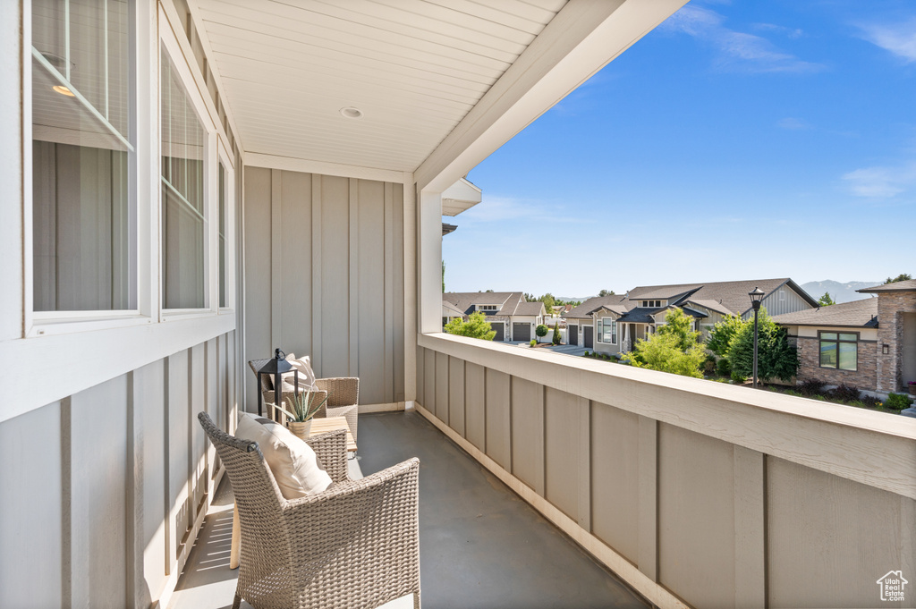 Balcony featuring a residential view