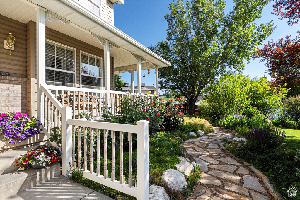 View of covered porch