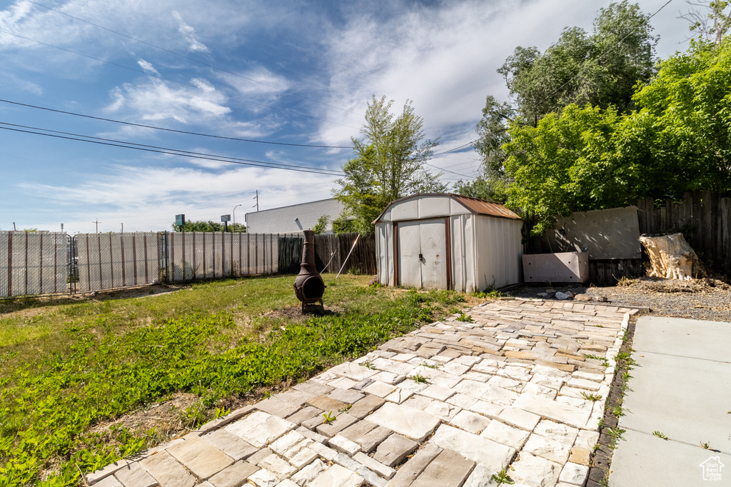 Fenced backyard featuring a patio