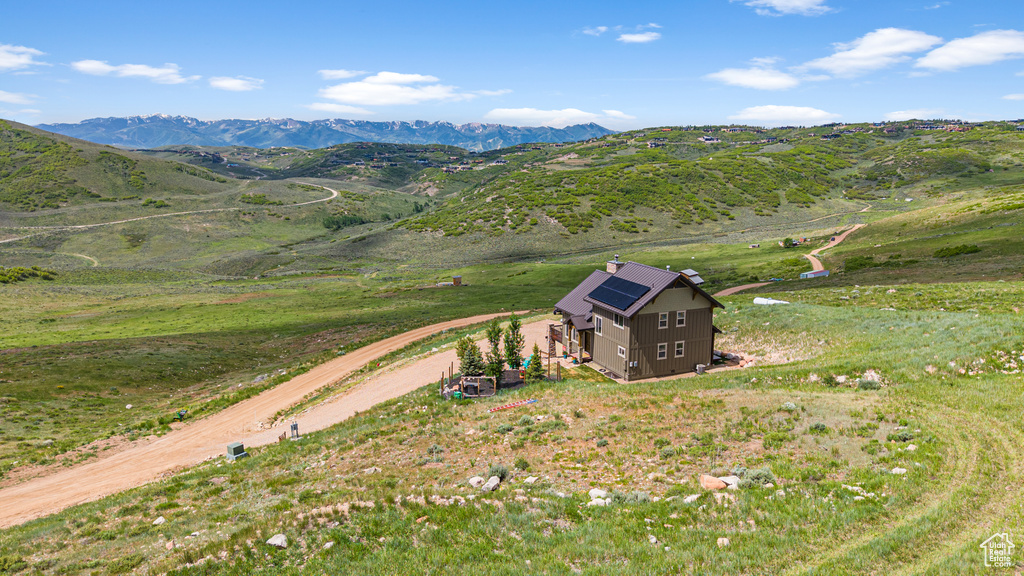 Aerial view of sparsely populated area featuring mountains