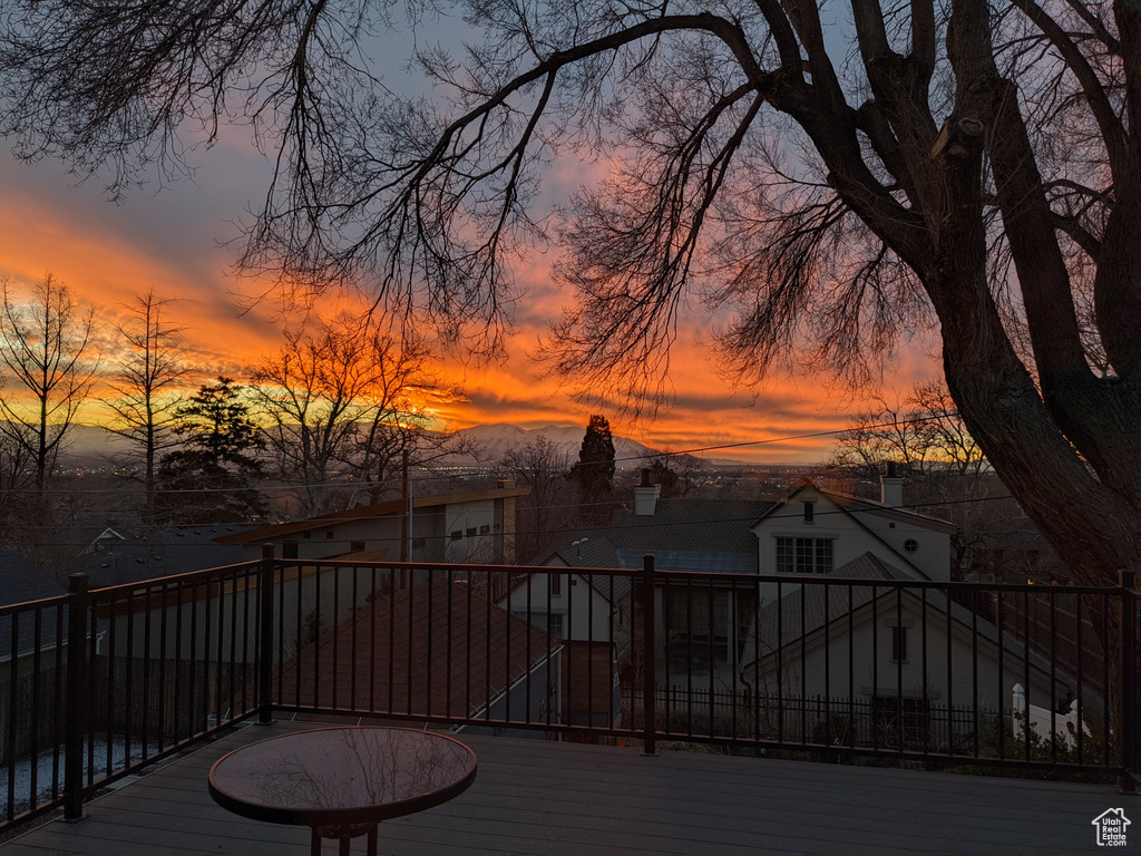 View of deck at dusk