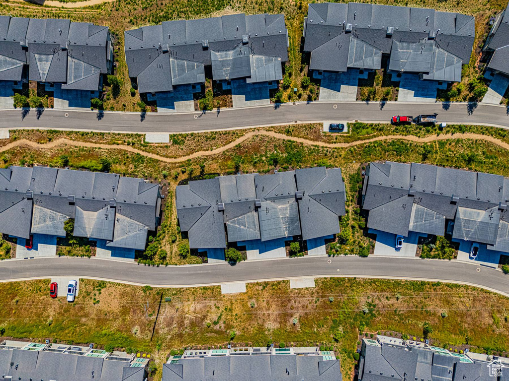 Aerial perspective of suburban area
