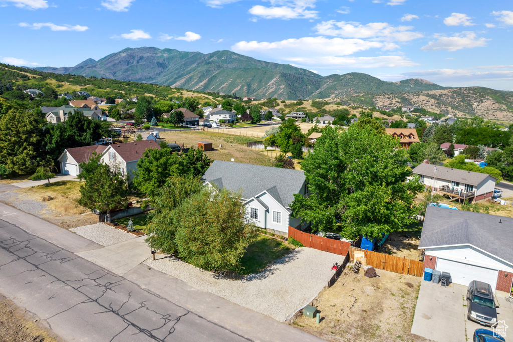 View of mountain background with nearby suburban area