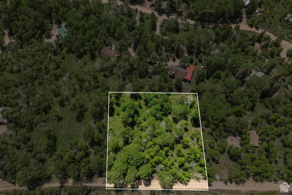 Aerial overview of property's location featuring property parcel outlined
