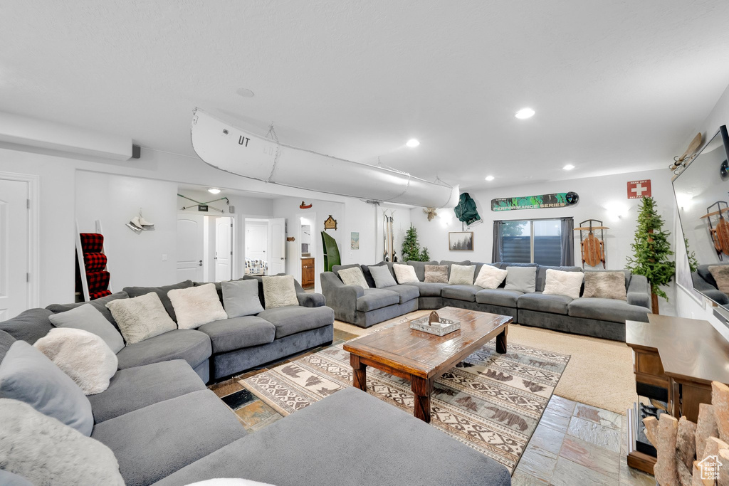 Living room featuring recessed lighting