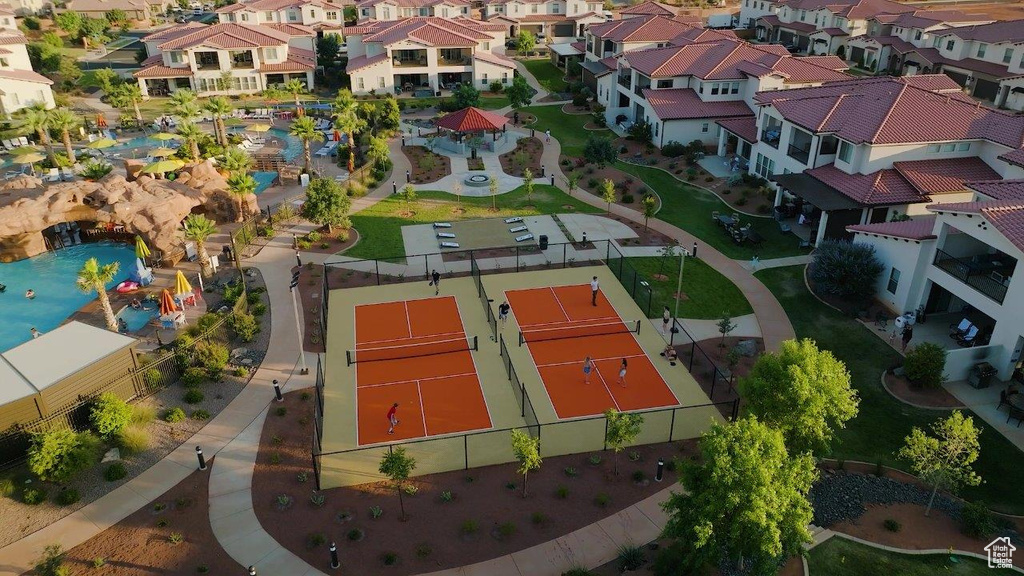 Aerial view of residential area