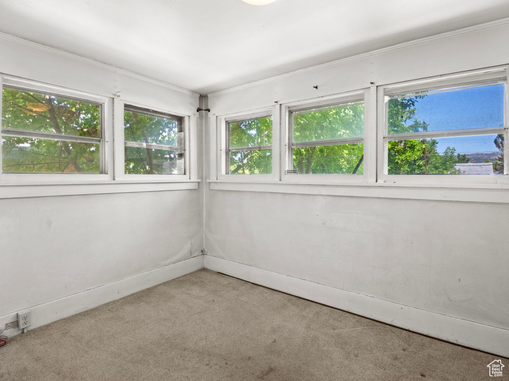 Carpeted empty room featuring plenty of natural light