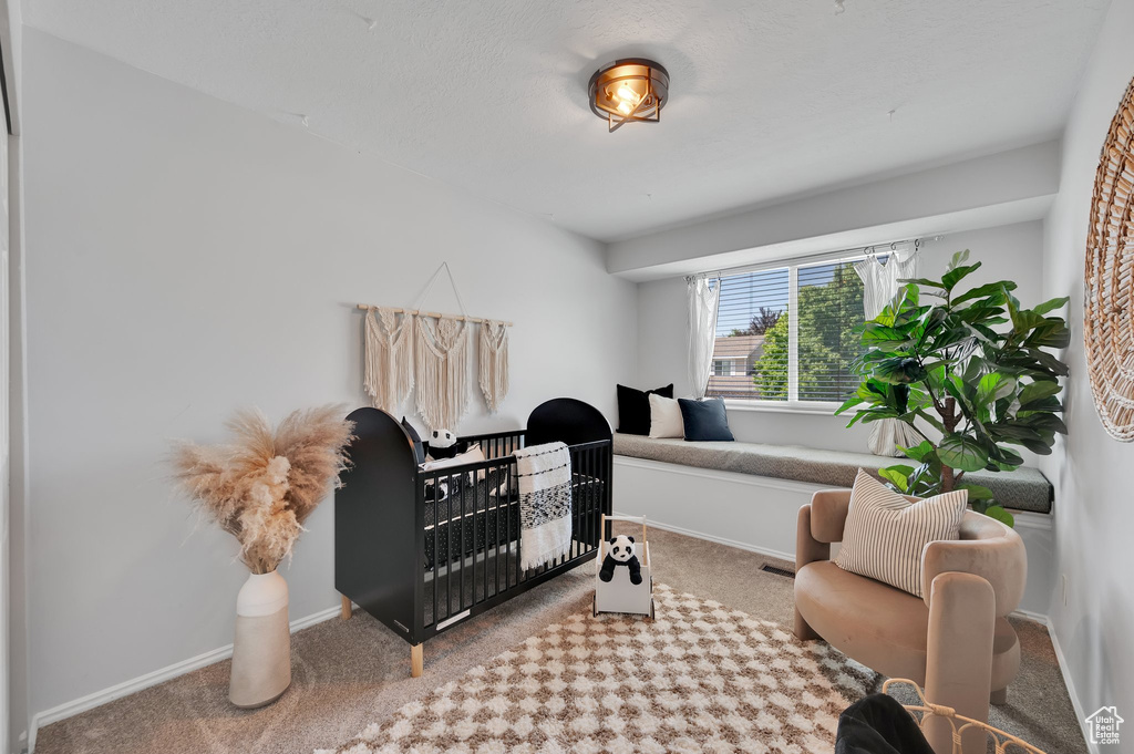 Detailed view of carpet floors and baseboards