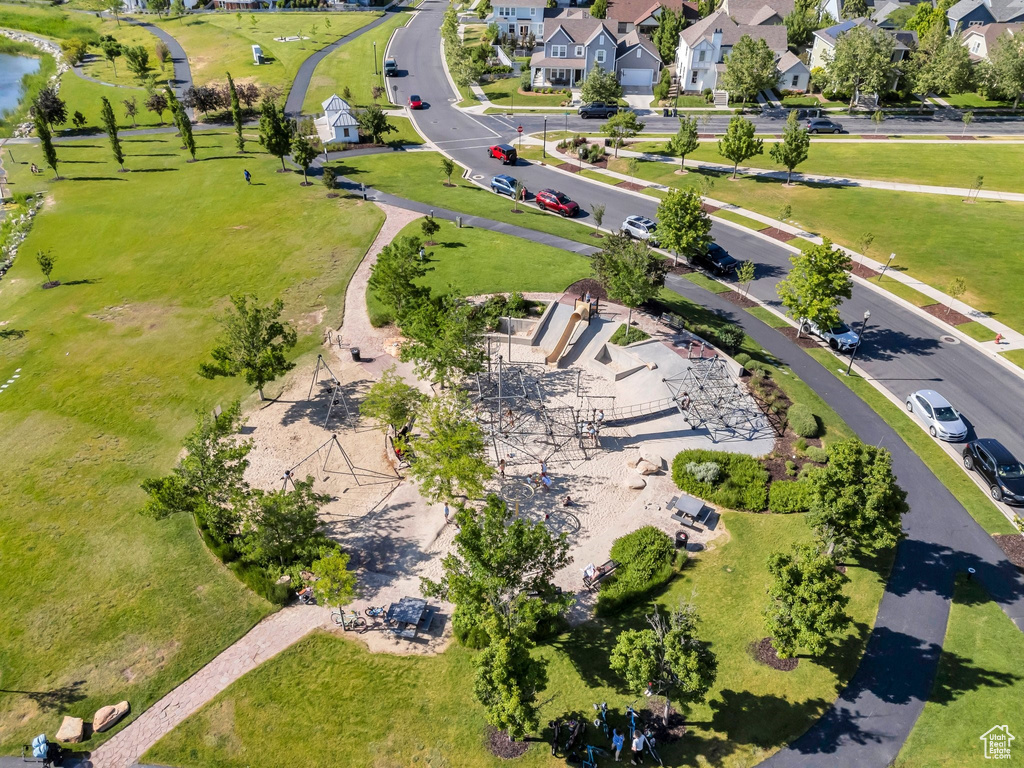 Aerial perspective of suburban area