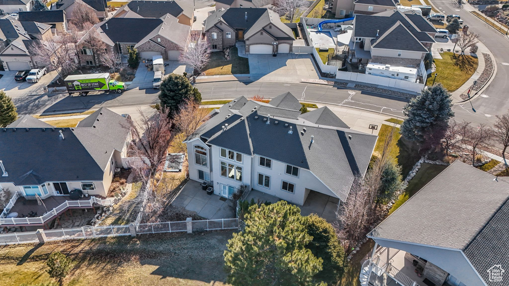 Aerial view of residential area