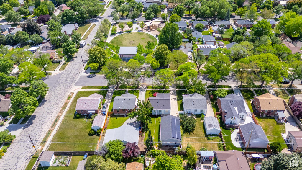 Aerial perspective of suburban area