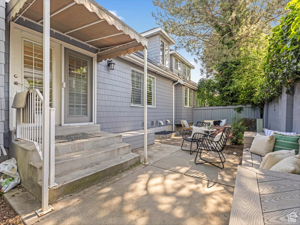 View of patio featuring an outdoor living space