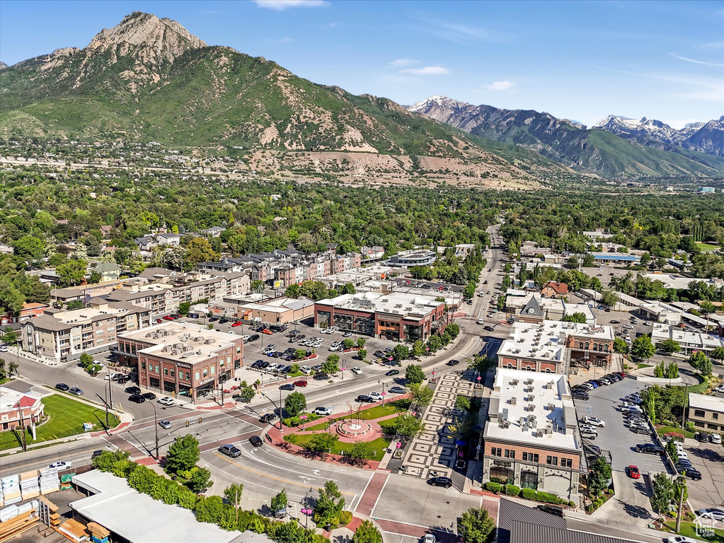 Bird's eye view of a mountain backdrop
