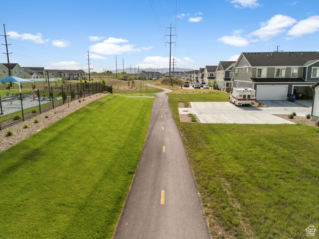 View of yard featuring a residential view