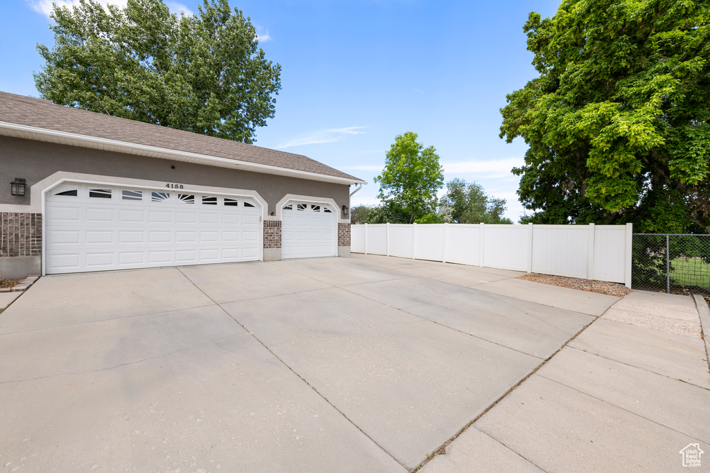 Garage with driveway
