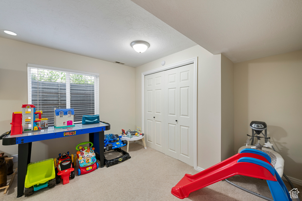 Recreation room featuring carpet floors