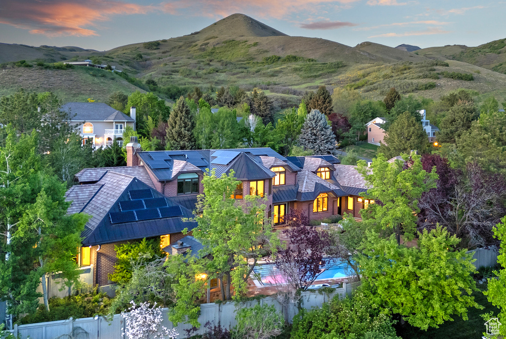View from above of property with mountains