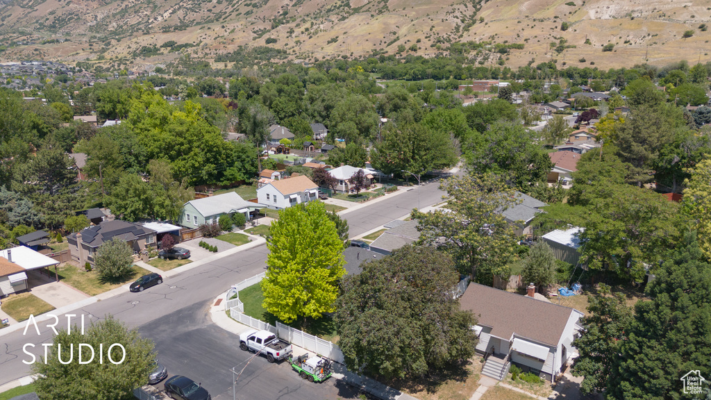 Aerial perspective of suburban area