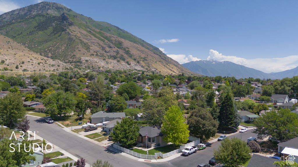 Mountain view with nearby suburban area