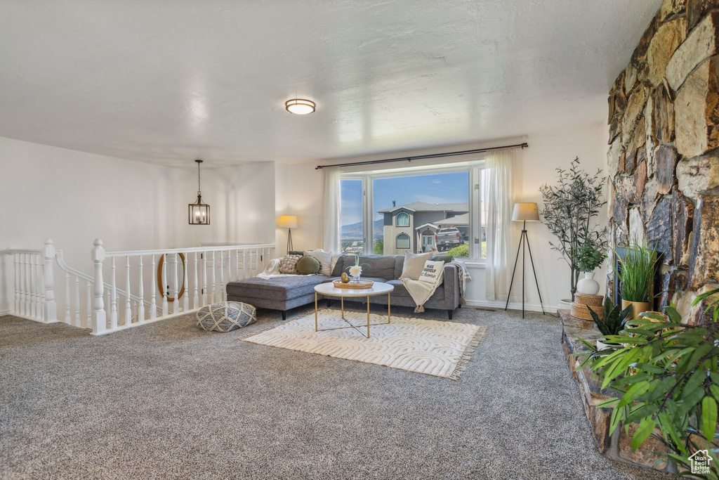 Living room with carpet flooring