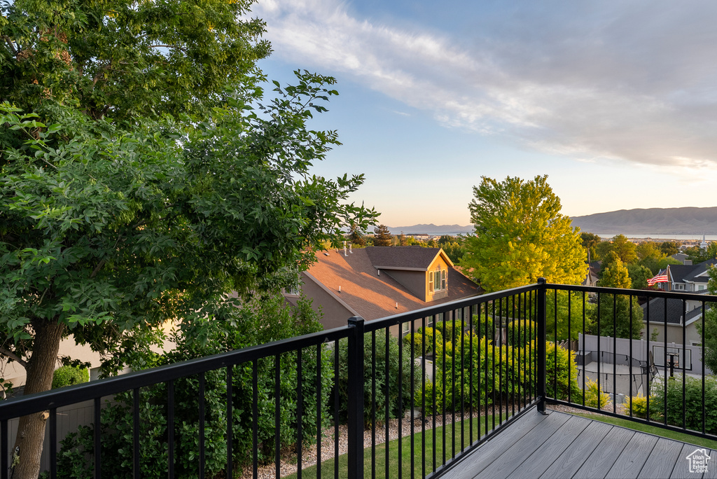 Balcony with a mountain view