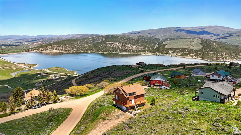 Drone / aerial view of a water and mountain view