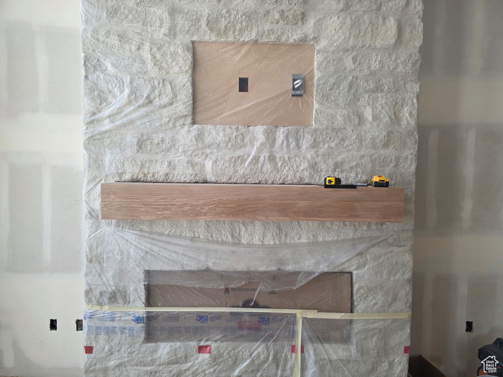 Detailed view of a fireplace