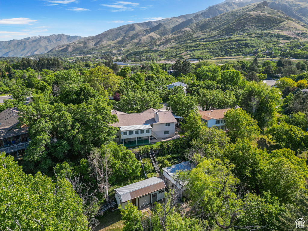 Aerial view of a mountainous background