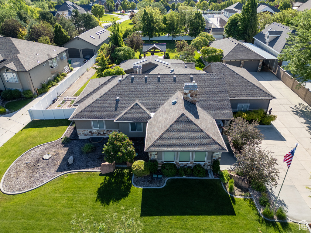 Aerial perspective of suburban area