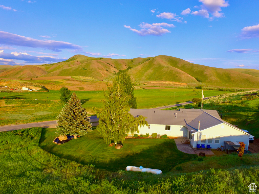 View of mountain background with rural landscape
