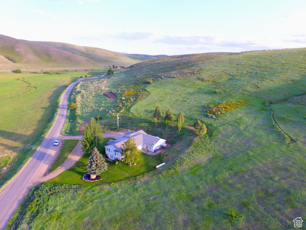 Aerial overview of property's location featuring mountains and rural landscape