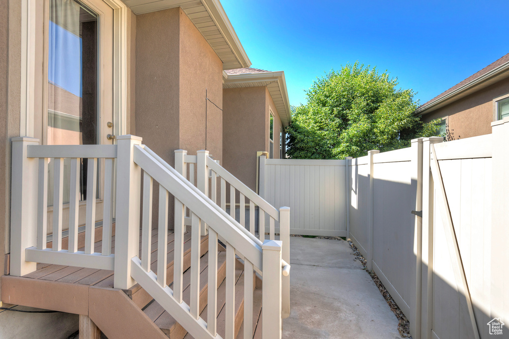 View of home's exterior featuring stucco siding