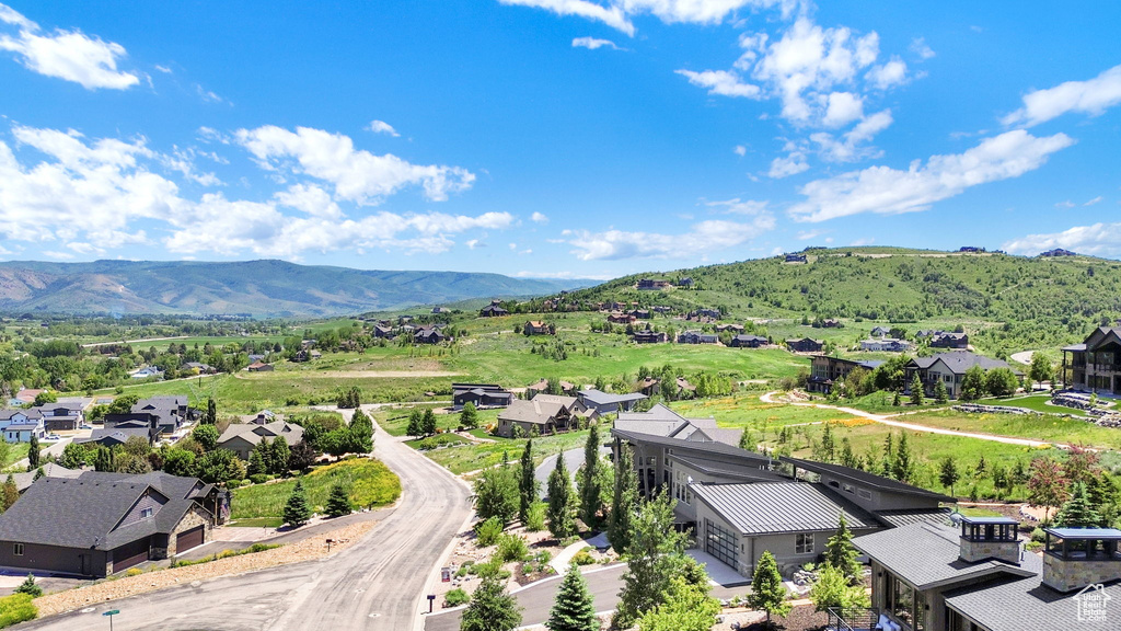 View of mountain background with nearby suburban area