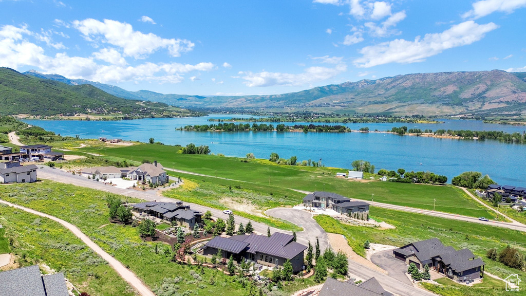 Drone / aerial view of a water and mountain view