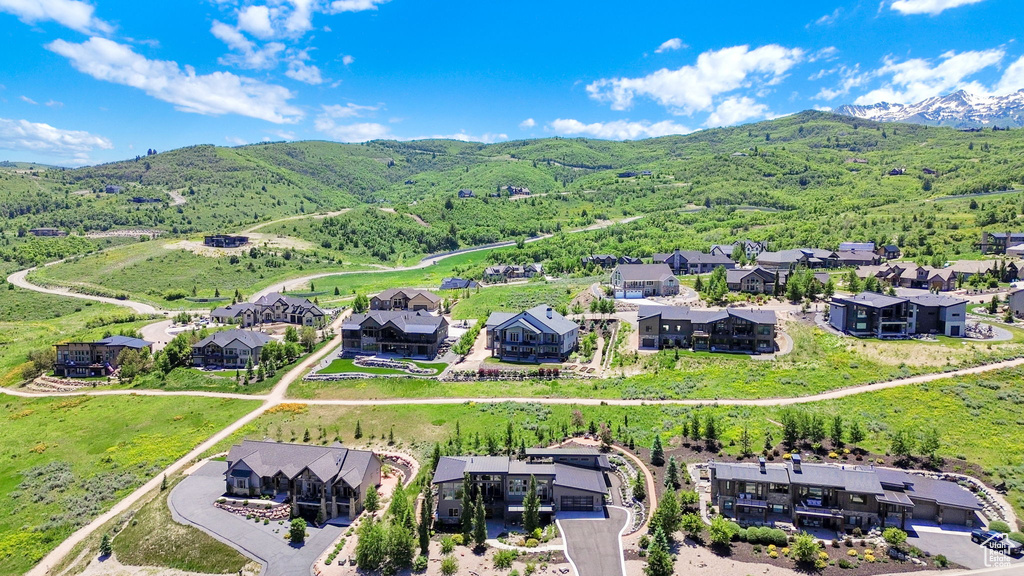 Aerial perspective of suburban area featuring mountains