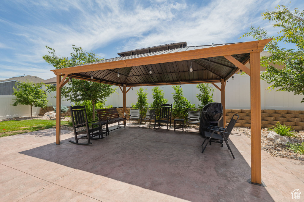 View of patio / terrace with a gazebo