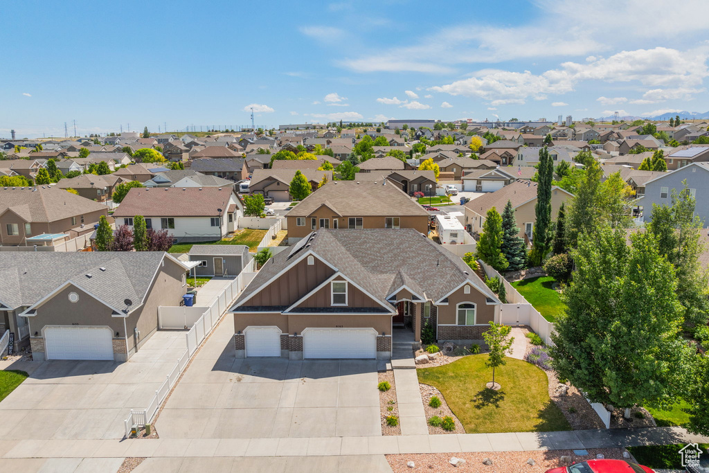 Aerial perspective of suburban area