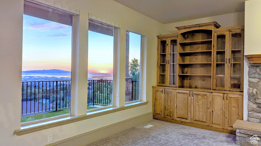 Unfurnished room featuring healthy amount of natural light and light colored carpet