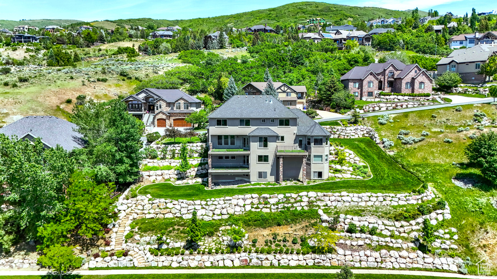 Aerial perspective of suburban area