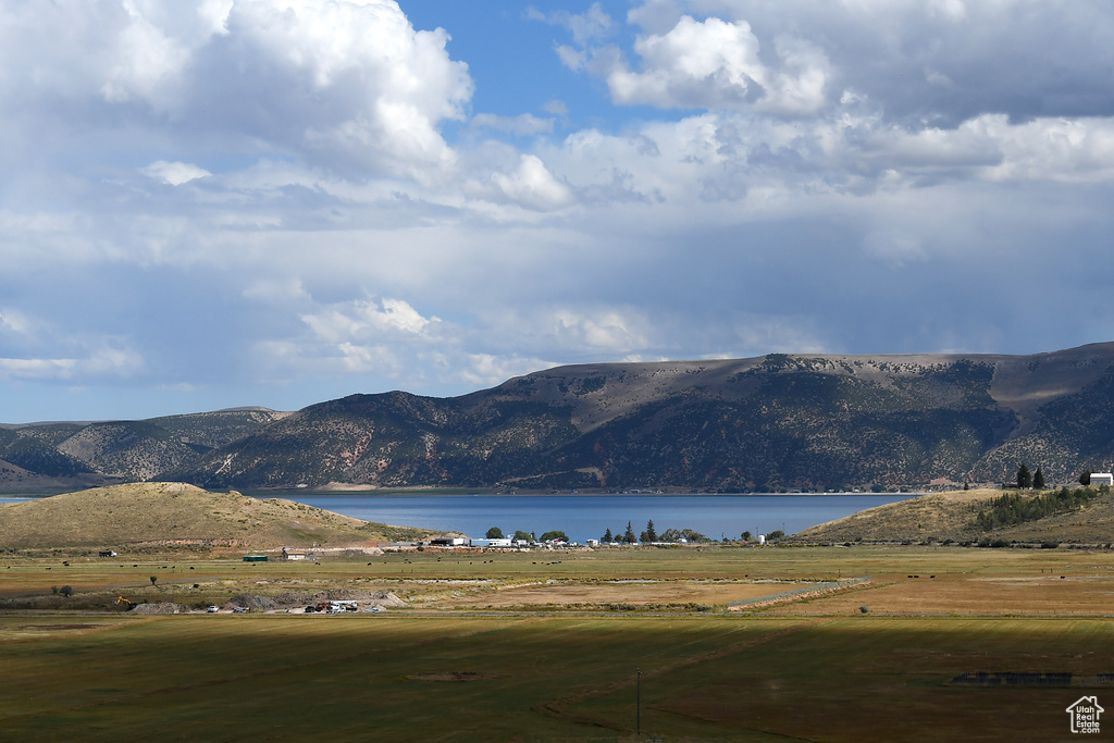Mountain view featuring a large body of water