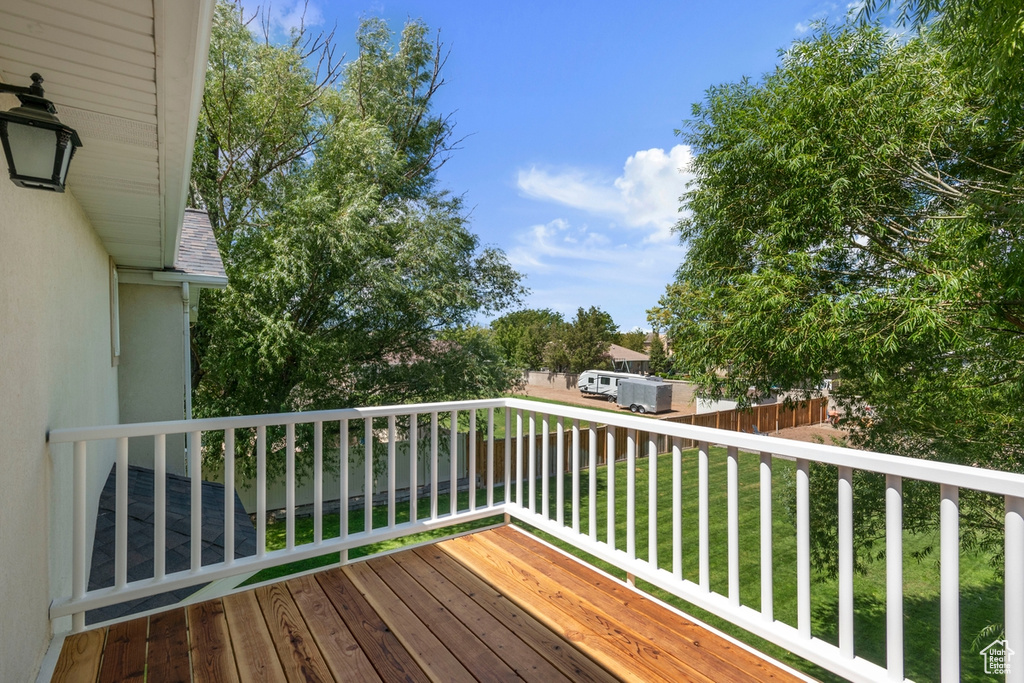 Wooden deck with a yard