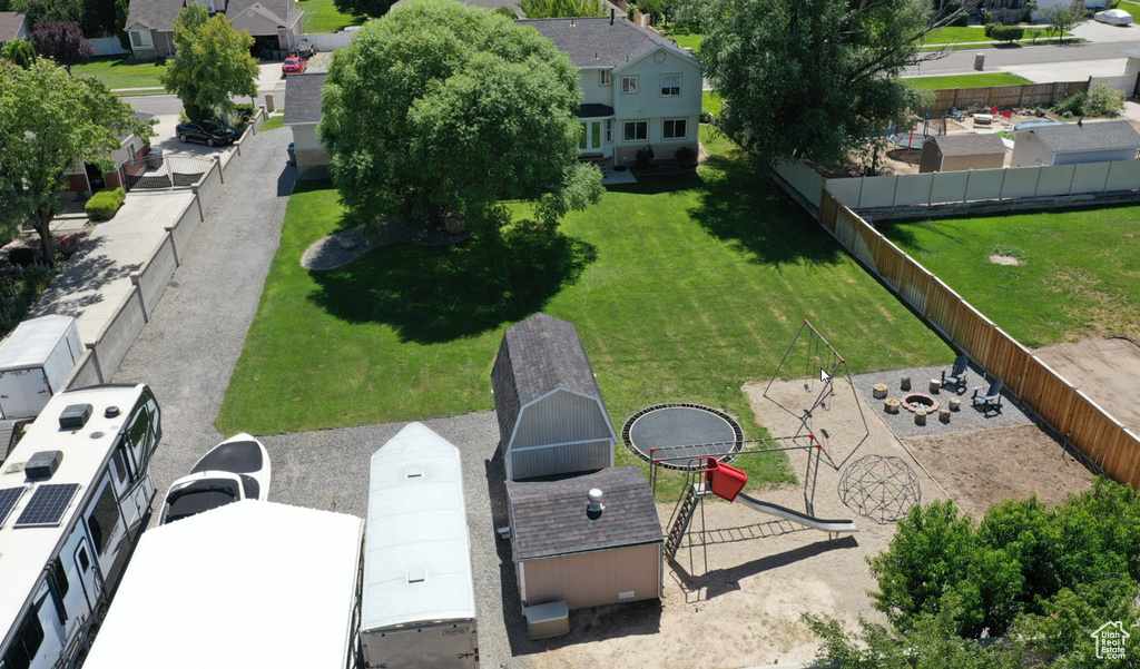 Aerial view of residential area